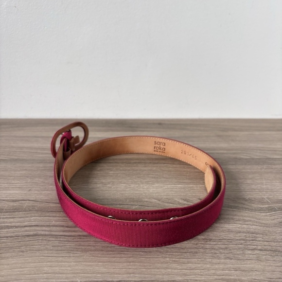 Sara Roka Belt Fabric / Leather Fuchsia Women's Sz 65 Made In Italy❤️ - Picture 5 of 7
